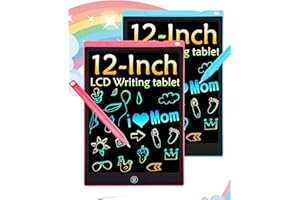 PBEKNCO 2 Pack Bunte LCD Schreibtafel, 12 Zoll LCD Schreibtablett für Kinde, Maltafel Kinder Elektronisch Spielzeug ab 3-8 Jahre alt Junge Mädchen, Löschbar Mal Tablet Kinder Weihnachtsgeschenke