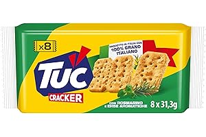Tuc Cracker, Gusto Rosmarino ed Erbe Aromatiche, Cotto al Forno con Grano 100% Italiano, 250g