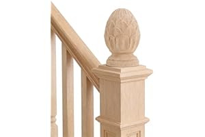 MUCKLILY Pineapple Wood Finial for Stair Post 4.7 Inch Decorative Carved Newel Cap European Style Staircase Finial Enhancer for Home Banisters