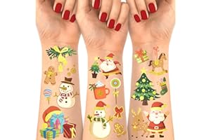 GABIZAFIA 118 pezzi tatuaggi temporanei natalizi per bambini, tatuaggi finti con Babbo Natale Rudolph albero di Natale pupazzo di neve cappello di Natale calza per bomboniere di Natale, regalo di calza