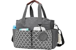 MEYAGOT Sac À Langer Bébé Bandoulière, Sac Couches Voyage, Gris, Portable, Imperméable, Grande Capacité
