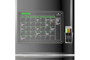 PREVIS BRAND Calendrier Magnetique Frigo Transparent Acrylique Mensuel A4 (21X30CM) 4 Marqueurs Premium - Tableau Planning Frigo Magnétique - Ardoise Transparente Aimanté - Organisation Familial 2024