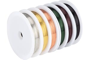 MOONSING Alambre Manualidades de Cobre 6 Rollos 10M/0,4mm Alambre para Cuentas Cable la Joyería, Metal Flexible Resistente al Deslustre para Bricolaje Creación de Artesanías y Joyería (60M)