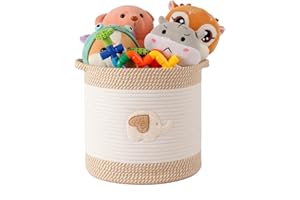 YFNHOME Paniers De Rangement Pour Jouets, Panier De Rangement En Corde De Coton Tressée Pour Enfants, Paniers Pour Couvertures Pour Le Salon, Organisateur De Jouets Avec Poignée (éléphant)