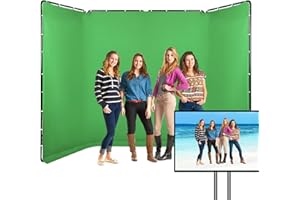 GSKAIWEN 2.4m x 4m Sfondo Verde Grande Fotografico con Supporto Portatile per Video, Ritratto, Streaming, Studio,Fotografia di Prodotto, Keying, Palcoscenico