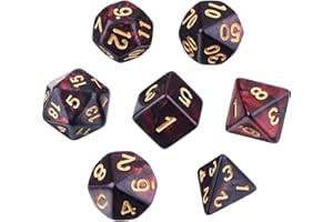 ZLFENJOY Deolven Set Dadi D&D, 7 Pezzi Dadi da Gioco Poliedrici per DND MTG RPG Dungeons e Dragons, per Giochi di Società D4 D6 D8 D10 D12 D20 Rosso/Nero