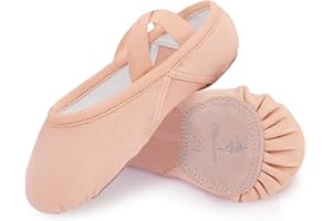 Bezioner Ballet Shoes Girls High Elastic Ballet Slippers Women's Dance Shoes with Split Leather Sole for Children and Adults
