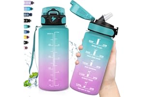 Grsta Botella Agua Niños, Botella con Pajita a Prueba de Fugas, Botella Agua 500ml, Fácil de limpiar, Botella Plastico Reutilizable para Adulto, Cantimplora para la Escuela, Oficina, Correr, Yoga
