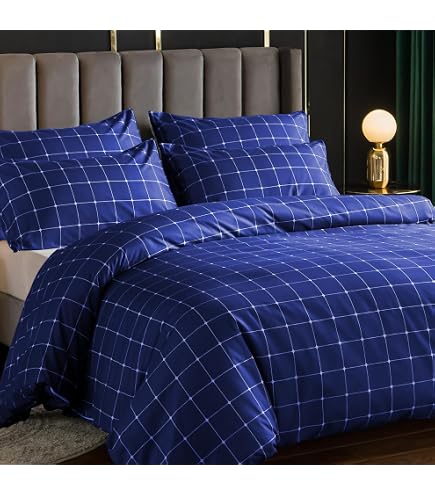 SOULFUL Copripiumino 140 x 200 cotone a quadri con 1 federa 65