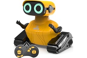 GILOBABY Robot dla dzieci, zdalnie sterowana zabawka, robot RC z oczami LED i muzyką, zabawka dla dzieci, prezent dla chłopców i dziewczynek, urodziny od 3 lat (żółty)