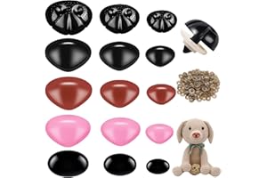 HECTICCORE 75PCS Bunte Sicherheitsnasen mit Unterlegscheiben,sicherheitsnasen für kuscheltiere,kunststoff sicherheitsnasen,3 Größen Teddybärnase für,Amigurumi Doll Plüsch Tier Häkeltiere machen(12/15/20mm)