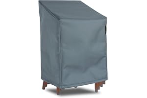‎HENTEX HENTEX Schutzhülle gartenstühle aufeinandergestapelte Gartenstühle, Wasserdicht, Winddicht, UV-Beständiges, Mit Zugband und Befestigungsclips, bis zu 4 Stühle, Grau, 75x78DxH65/110 cm