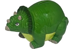 CROCKERY CRITTERS Deluxebase Skarbonka z motywem zwierzęcym – Triceratops od uroczego zwierzątka w kształcie nowości oszczędzający bank dla dzieci i dorosłych