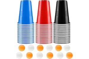 Sprifityy Beer Pong,51 Piezas Beer Pong Copas(500ml) y 12 Piezas Pelotas de Ping Pong,para Juegos de Beber,Festival,Fiesta Celebración,Bebidas