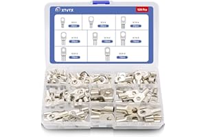 XTVTX Rohrkabelschuhe Set,120PCS,Kabelschuh 6mm² 10mm² 16mm² 25mm² Kupferklemmen Ringkabelschuh Quetschverbinder für Kfz Auto Motorad Boote