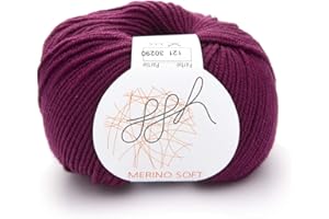 ‎GGH ggh Merino Soft - 100% Schurwolle (Merinowolle - Superwash) - 50g Wolle zum Stricken oder Häkeln/Farbe 121 - Granatrot