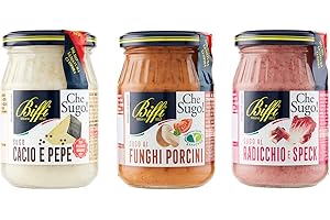 Biffi - Mix Di 3 Sughi - Sugo Cacio e Pepe 190g - Sugo al Radicchio e Speck 190g - Sugo ai Funghi Porcini 190g - 3 vasetti da 190g