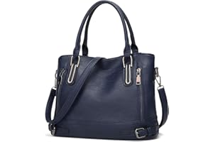 VINBAGGE Damen Handtasche PU Leder Henkeltasche Shopper Tasche Vintage Weiches Umhängetasche Schultertasche Frauen Frauen für Büro Täglich - Schwarz