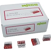 WAGO 100 Adet 2273-204 Compact Bağlantı Kutusu Kelep&ccedil;esi &Oslash; 0,5-2,5 mm&sup2;, 4 kutuplu, şeffaf/kırmızı