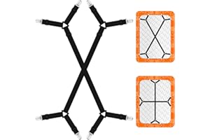 Hanyousheng 2 Pcs Bed Sheet Clips, Adjustable Bed Sheet Straps, Crisscross Fitted Sheet Straps for Bedding, Sheet Holders Straps for Mattress Covers, Bedding, Bed Sheets, Sofa Cushion, Black