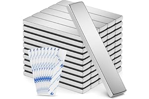VNDUEEY Strong Magnets, Neodymium Magnets Heavy Duty, Small Magnetic Bars with Adhesive Backing for Storage, Magnetic Strips for Whiteboard, Refrigerator, Craft, DIY, 50 Pack, Silver, 60x10x3mm