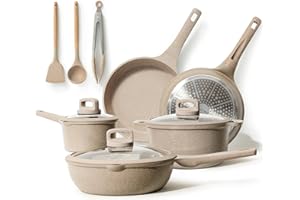 CAROTE Lot Poele et Casserole Induction, Poêles Antiadhésif 24/28cm, Casserole 4,3/1,4L, Sauteuse 28cm, Batterie de Cuisine I