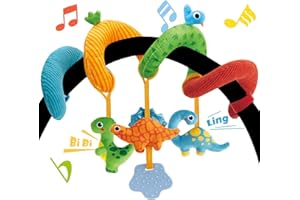 hahaland Kinderwagen Spielzeug, Kinderwagenkette mit Dinosaurier Mustern, Activity Spirale Spielzeug für Bett, Babyschale Spielzeug,Autositz,Plüsch Baby Spielzeug für ab 0 Monate Junge Mädchen