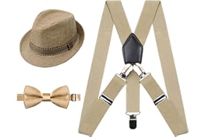 Alizeal Bretelle regolabili Kids, cravatta a farfalla prelegata e set di cappelli