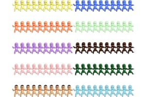 BEIIEB Paquete de 100 Mini muñecas de plástico de 1 Pulgada, pequeñas Decoraciones de plástico para bebés, Mini Colgantes, Decoraciones de Fiesta de Baby Shower para Baby Showers, Manualidades (10 Colores)