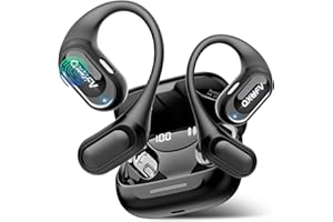 QXUFV Ecouteurs Bluetooth sans Fil, Open-Ear Sport Ecouteurs Bluetooth 5.4, Basses Profondes, Appel HD ENC, 50H d'Autonomie avec Écran LED, Étanchéité IP7 avec Running Sport, Ajustement Confortable