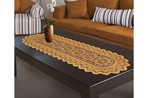 MforStyle Table Runner Lace White or Brown or Antique Gold 14" x 47" (B - Antique Gold)