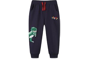 TEDD Pantalones Jogging para Niños 100% Algodón Estampados Dinosaurio Excavadora Cohete Pantalones Deportivos Tallas 1-7 Años