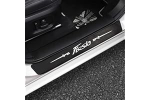 Symilov 4pcs Car Outer Door Sill Protector for Fo-rd Fiesta Fusion Edge C-MAX Escape, Carbon Fiber Auto Kick Plates Accessories Scuff Guard Threshold Cover Pedal Sticker Trim - Self-Adhesive,Fiesta