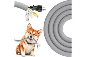 REFLYING Manguitos para Cable 3 Metros-12,7mm, Protector de Cable Gris Evite Que los Perros y Gatos Mascoten los Cables, Manguito de Gestión de Cables Trenzado Expandible con 8 Bridas