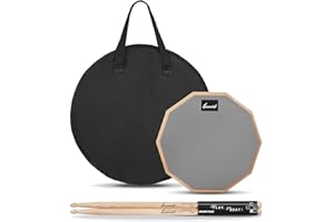Sovvid 8 Inches Drum Pad and 5A Drum Sticks, Double Sided Snare Drum Practice Pad for Drummers, Silent Practice Drum Pad for Adults and Kids with Storage Bag - Gray