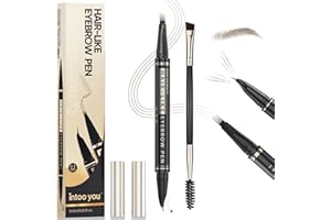 Intoo You 30° Curved Eyebrow Pencil, Magic 2 in 1 Eyebrow Pen Pro, Waterproof Eye Brow Pen with 4 Tips, Vivid Microblading Brow Pencils for Women, Last All Day Makeup (Brown)