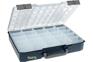 raaco CarryLite 80 5x10-25: Boîte de Rangement Légère pour Atelier, avec 25 Compartiments pour Petites Pièces, Capacité de 13 kg, Stockage Sécurisé, 33 x 41.3 x 7.9 cm, Boîte à Outils