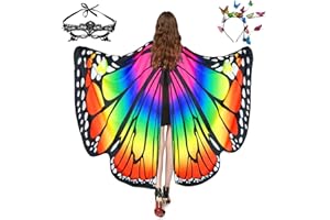 SUNLISKY Schmetterling Kostüm Damen Flügel Schmetterlingsflügel Erwachsene Mädchen Faschingskostüme Damen Umhang Verkleidung Schmetterlings Kostüm Zubehör 3 Set mit Schmetterling Haarreif Gesichtsmaske