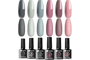 UR SUGAR Autumn and Winter Gel Nail Polish Set, Gray Pink Classic Gel Polish 6 Colours Soak Off Gel Nail Varnish Kit DIY Manicure Christmas Gifts for Women