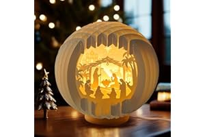 SPERMUOY Krippenfiguren Set,Weihnachtskrippe Mit Beleuchtung,Krippe Weihnachten Weihnachtskrippe Komplettset Mit Jesus Figur für Dekorationen Indoor Tischdekorationen