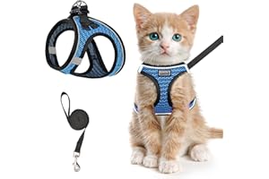 HAHEITA Cat Harness and Lead Set for Walking Escape Proof, Adjustable Kitten Vest Harness Reflective Soft Mesh Puppy Vest for Outdoor, Comfort Fit, Easy to Control