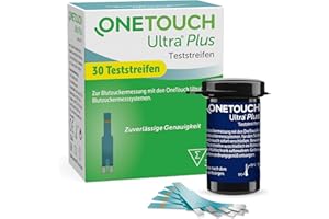 ‎ONETOUCH OneTouch Ultra® Plus Blutzuckerteststreifen I 30 Stück I 1 Packung I zur Blutzucker-Messung bei Diabetes (Zucker-Krankheit)