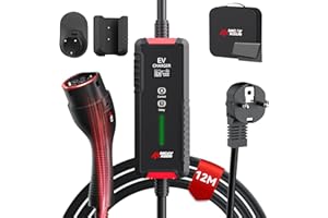 ‎MCEVKELN MCEVKELN Typ 2 Ladekabel Schuko 3,6 kW 12M - EV Ladegerät Typ 2 Schuko Umschaltbare Strom 6A/8A/10A/13A/16A| Einphasig |IP65 | 12M Mode 3 Ladekabel für Elektroautos & Hybrid IEC 62196-2 Steckdose