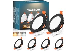 ‎YINDALUX YindaLux Einbaustrahler LED Einbaustrahler 230V Dimmbar 5W 550LM Deckenspots Schwarz Flach LED Spots 230V 68mm IP44 Bad Einbauleuchten Einbauspots Warmweiß Neutralweiß Kaltweiß 6er Set