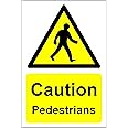 Caution Pedestrians sign - 1.2mm rigid plastic 300mm x 200mm