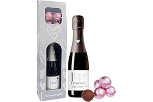 TOPLINE I Heart Prosecco & Chocolate Gift Set - Ideal Prosecco Gifts for Women - 20cl Prosecco Bottle & 4 Milk Prosecco Chocolate Truffles. Great Christmas Gifts for Women, Stocking Fillers or Birthday Gifts