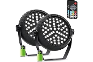 ‎TELBUM Telbum Akku Stroboskop Blitzer Halloween, Batteriebetrieb Stroboskop Disco Licht mit Fernbedienung, Sound Aktiviert RGB 54LED Wiederaufladbar Blitzlicht für Party DJ Weihnachten Hochzeit 2Pack