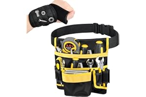 Mapille Cintura Porta Attrezzi Magnetiche Cintura Attrezzi con 13 Tasche Regolabili Staccabili Cintura Elettricista con Bracciale Magnetico Cintura Attrezzi Lavoro per Elettricista Falegname Edilizia