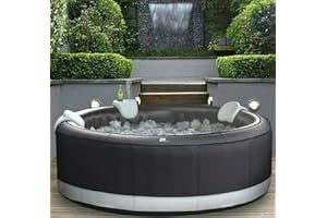 DEKO VERTRIEB BAYERN Luxus Premium SPA aufblasbarer Whirlpool aufblasbar + LCD Fernbedienung Modell 2024 Ø204cm Outdoor+Indoor Pool Heizung für 6 Personen MSPA Mallorca Feeling Camaro