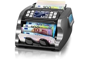 ‎MUNBYN MUNBYN IMC22 Geldzählmaschine für gemischte Stückelungen, Dual-Display, CIS/UV/IR/MG Falschgelderkennung Geldscheinzähler für USD,EUR,GBP,MXN,CAD Ideal für Unternehmen, 2 Jahre Schutz Schwarz